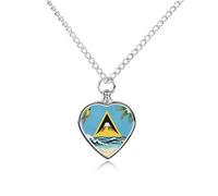Saint Lucia's Beach Pet Ashes Necklace Heart Silver Classic Pet Pendant Memorials Funerary for Dog Cat Lover