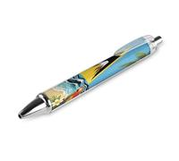 Saint Lucia's Beach Retractable Ballpoint Pen 0.5mm | Smooth Writing Gel Ink Pens Black Inks for Diary Office Supplies