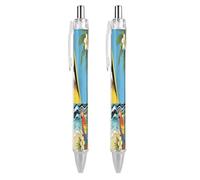 Saint Lucia's Beach Retractable Ballpoint Pen 0.5mm | Smooth Writing Gel Ink Pens Black Inks for Diary Office Supplies
