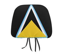 Saint Lucia's Flag Car Headrest Cover Funny Car Universal Fit Car Seat Decor Interior Vehicle Accessories For Women Men