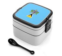 Saint Lucia's Flag Double Layer Bento Box Stackable Lunch Box with Spoon Leak-Proof for Office Picnic Camping