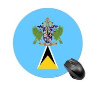 Saint Lucia's Flag Mouse Pad with Non-Slip Rubber Round Waterproof Mousepads for Laptop Games Homework Office