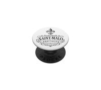 Saint-Malo Brittany France Ornate Fleur-De-Lis Black Print PopSockets Adhesive PopGrip
