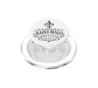 Saint-Malo Brittany France Ornate Fleur-De-Lis Black Print PopSockets PopGrip for MagSafe