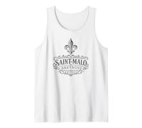 Saint-Malo Brittany France Ornate Fleur-De-Lis Black Print Tank Top