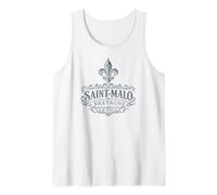 Saint-Malo Brittany France Ornate Fleur-De-Lis Navy Print Tank Top