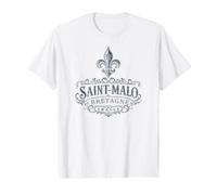 Saint-Malo Brittany France Ornate Fleur-De-Lis Navy Print Value Graphic T-Shirt