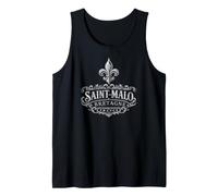 Saint-Malo Brittany France Ornate Fleur-De-Lis White Print Tank Top