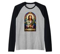 Saint Maria Goretti Pray for Us Catholic Icon Art Faith Raglan Baseball Tee