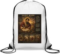 Saint Mark The Evangelist Overview Gym Sack Casual Drawstring Bag White