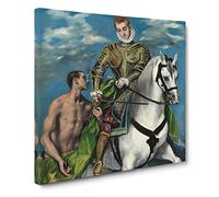 Saint Martin And The Beggar by El greco Canvas Print | Gallery Wrapped 30mm Frame Wall Art | 20x20 inches | Ready to Hang | Classic Religious Picture | Living Room Bedroom Lounge Office