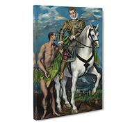 Saint Martin And The Beggar By El Greco Canvas Print | Gallery Wrapped 30mm Frame Wall Art | 30x20 inches | Ready to Hang | Classic Religious Picture | Living Room Bedroom Lounge Office