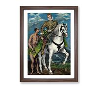 Saint Martin And The Beggar By El Greco Classic Painting Framed Print | A4 Walnut Framed Wall Art | Ready to Hang | Classic Historical Picture | Living Room Bedroom Lounge Office