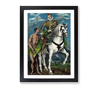Saint Martin And The Beggar By El Greco Classic Painting Framed Wall Art Print, Ready to Hang Picture for Living Room Bedroom Home Office Décor, Black A3 (34 x 46 cm)