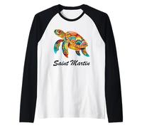 Saint Martin Souvenir/Sea Turtle Saint Martin Raglan Baseball Tee
