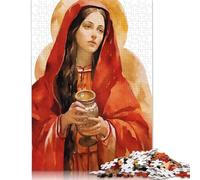 Saint Mary Magdalene Divine Feminine Painting Puzzles 500 Pieces Wooden Puzzles Puzzles for Adults Teenagers Teenager Man Woman Gift 500pcs (52x38cm)