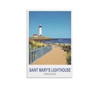 Saint Mary's Lighthouse England Vintage Travel Posters Canvas Printing Home Decor Wall Art Prints 30x40cm