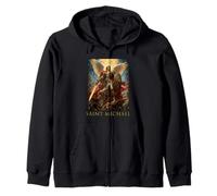 Saint Michael Archangel Battle Catholic Warrior Art Faith Zip Hoodie