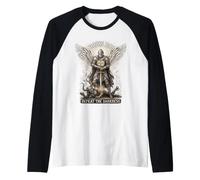 Saint Michael Archangel Templar Knight Defeat Darkness Sword Raglan Baseball Tee