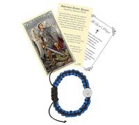 Saint Michael Bracelet - Laminated St Michael the Archangel Prayer Card, The Lord's Prayer - Adjustable Corded San Miguel Arcangel Bracelet, Catholic Cards Set - 3 Items