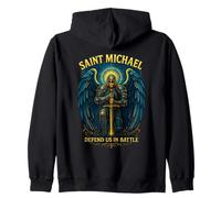 Saint Michael Defend Us In Battle - Archangel Prayer Zip Hoodie