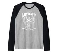 Saint Michael Defend Us in Battle - Christian Jesus Faith Raglan Baseball Tee