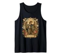 Saint Michael Defend Us in Battle Floral Catholic Icon Art Tank Top