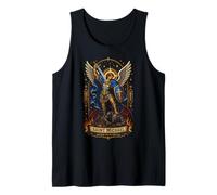 Saint Michael Defend Us Pixelated Catholic Icon Art Faith Tank Top