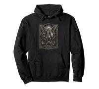 Saint Michael Gothic Engraving Defend Us In Battle Icon Pullover Hoodie