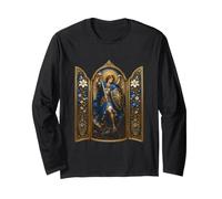 Saint Michael Lily Gothic Cathedral Sacred Icon Art Long Sleeve T-Shirt