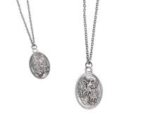 Saint Michael Necklace Patron St Protection Accessory Christian Chain Gift Silver Luck Lucky Travel Keepsake Jewellery Angel Religion Faith Prayer Soldiers Policemen Doctor Archangel