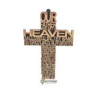 SAINT MICHAEL OLIVE WOOD FROM BETHLEHEM Our Father Prayer Wooden Wall Cross - Wall Hanging Religious Décor with The Lord's Prayer - Gift for Special Occasions