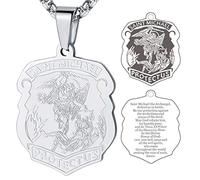 Saint Michael Pendant Necklace Archangel Jewellery St Michael Prayer Necklaces Good Luck Jewelry Charm Stainless Steel Catholic Accessories for Children Kids