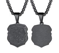 Saint Michael Pendant Necklace for Boys Gift Women Men The Archangel St Michael Black