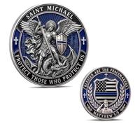 Saint Michael Police Challenge Coin - Protect Those Who Protect Us - Blessed are the Peacemakers Matthew 5:9 - Law Enforcement Thin Blue Line Gift - Guardian Angel Prayer Coin for Police Officers