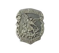 Saint Michael Protect Us Enamel Pin Archangel Shield Emblem Religious Symbol Metal Lapel Badge Faith Collectible Devotional Gift Accessory 2 x 1.7 cm Hard Enamel