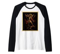 Saint Michael the Archangel Baroque Chiaroscuro Icon Design Raglan Baseball Tee