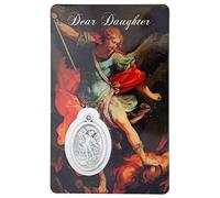 Saint Michael The Archangel | Beautiful Holy Card | Includes Traditional St. Michael Prayer on The Back | Pewter Medal Pendant Included | Great Catholic Gift | Made in Canada (Daughter)