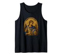 Saint Michael the Archangel Blue Byzantine Icon Art Design Tank Top