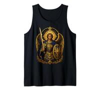 Saint Michael the Archangel Byzantine Baroque Blue Icon Art Tank Top