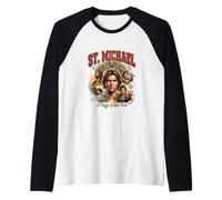 Saint Michael The Archangel Catholic Raglan Baseball Tee