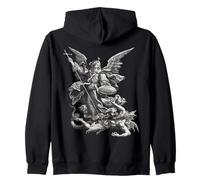 Saint Michael the Archangel Defeating Satan Christian Zip Hoodie