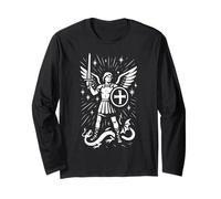 Saint Michael the Archangel Defend Us in Battle Catholic St Long Sleeve T-Shirt