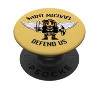 Saint Michael the Archangel Defend Us Pixel Catholic St PopSockets Adhesive PopGrip