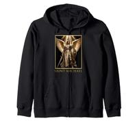 Saint Michael the Archangel Portrait Angelic Armor Art Zip Hoodie