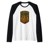Saint Michael the Archangel Spiritual Warfare Raglan Baseball Tee