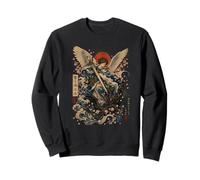 Saint Michael the Archangel Ukiyo-e Wave Blossom Art Icon Sweatshirt