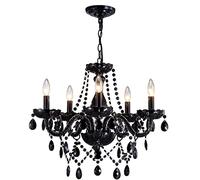 Saint Mossi Black Crystal Chandelier, 5 Light Chandelier Dining Fixture | Perfer for Dining Room, Bedroom, Living Room, Kitchen Island, D19 x H19, Max 59" Adjustable Chain, K9 Crystal, 5 E14 Base