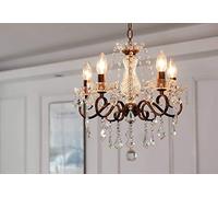 Saint Mossi Crystal Chandelier 5 Arms/Lights E14 Lamp Base Vintage Handcrafted Rust