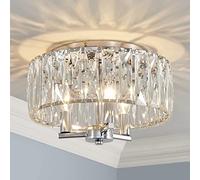 Saint Mossi K9 Crystal Flush Mount Ceiling Light Fixture, Modern Style, Close to Ceiling, E14 Base 3-Lights, D30cm x H18cm, Chrome Finish